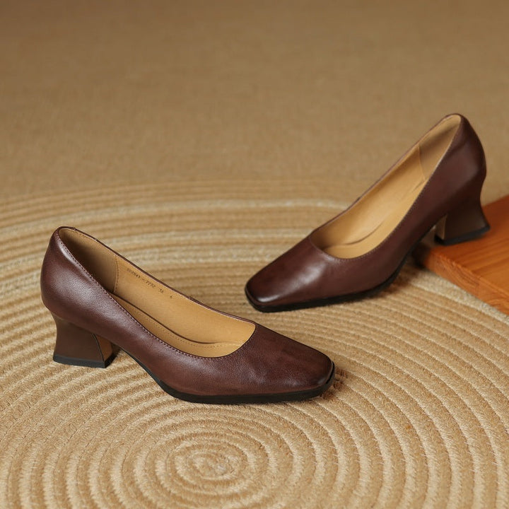 Oriel | Pumps Punta Cuadrada de Cuero