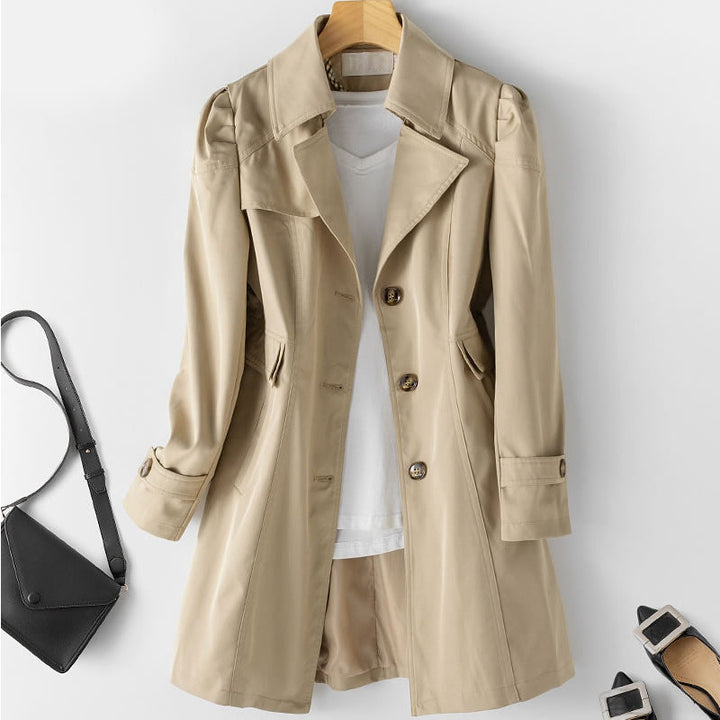 Abrigo Trench para Damas – Abrigo Clásico de Largo Medio con Botones – Beau