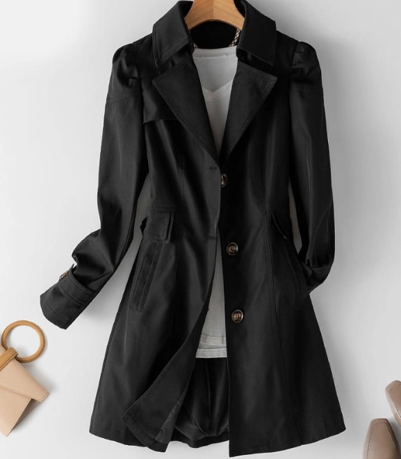 Abrigo Trench para Damas – Abrigo Clásico de Largo Medio con Botones – Beau