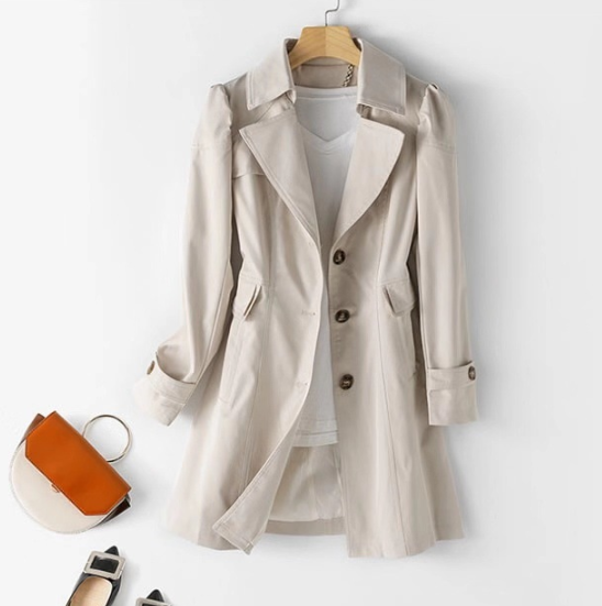 Abrigo Trench para Damas – Abrigo Clásico de Largo Medio con Botones – Beau