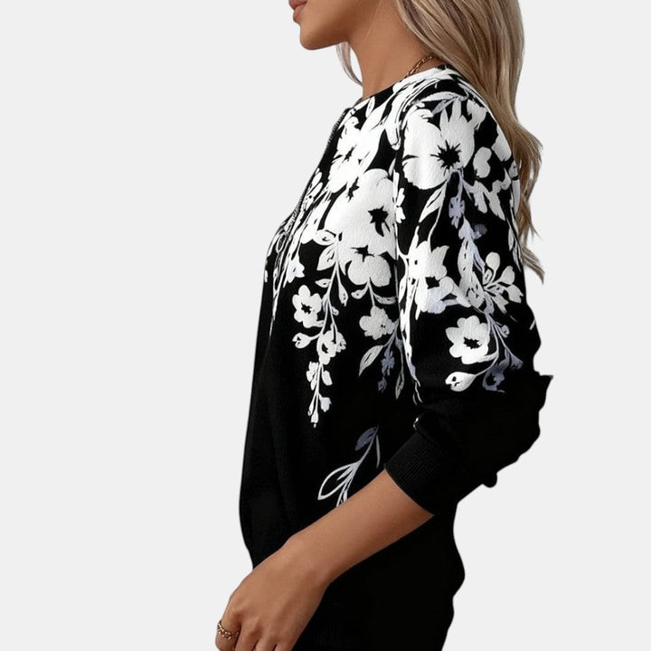 Elaina | Suéter Floral con Cierre
