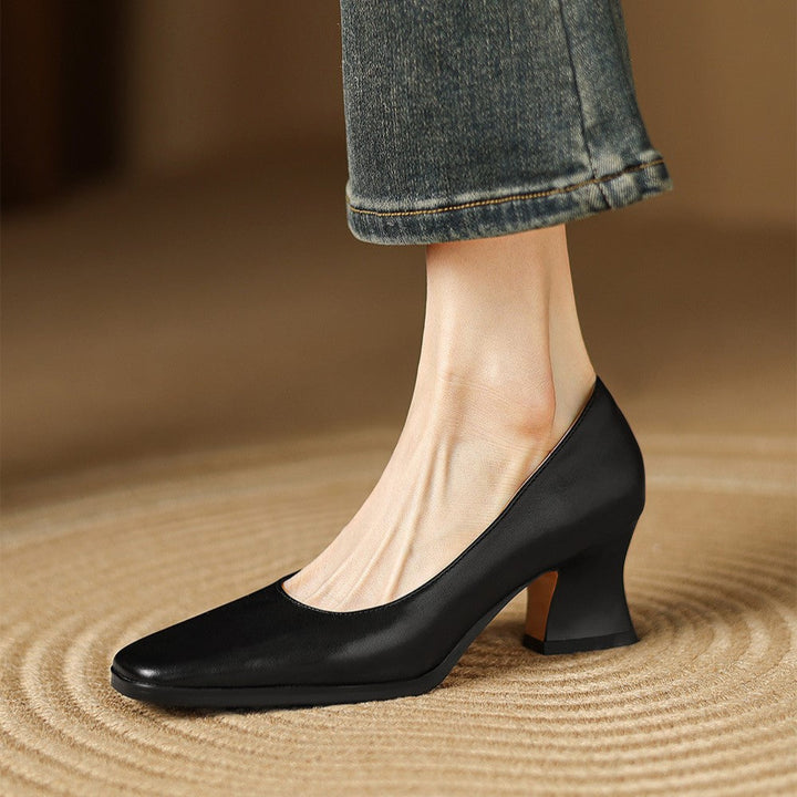 Oriel | Pumps Punta Cuadrada de Cuero