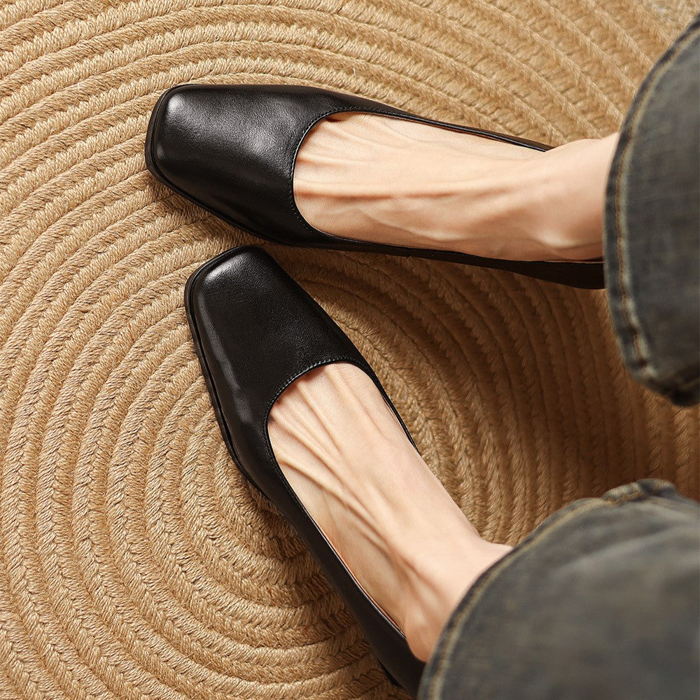 Oriel | Pumps Punta Cuadrada de Cuero