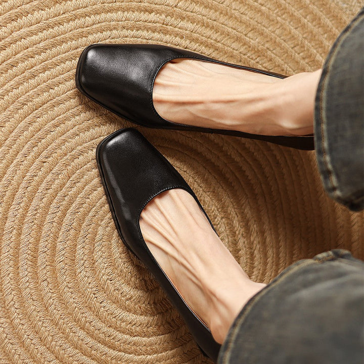 Oriel | Pumps Punta Cuadrada de Cuero