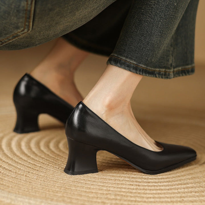Oriel | Pumps Punta Cuadrada de Cuero