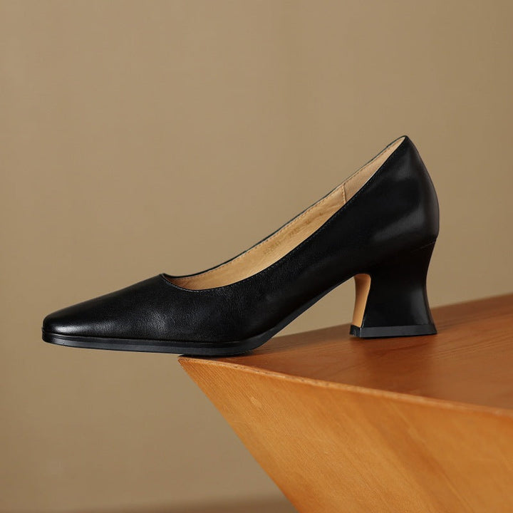 Oriel | Pumps Punta Cuadrada de Cuero