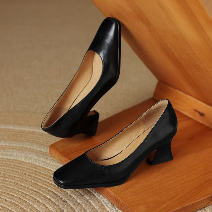 Oriel | Pumps Punta Cuadrada de Cuero