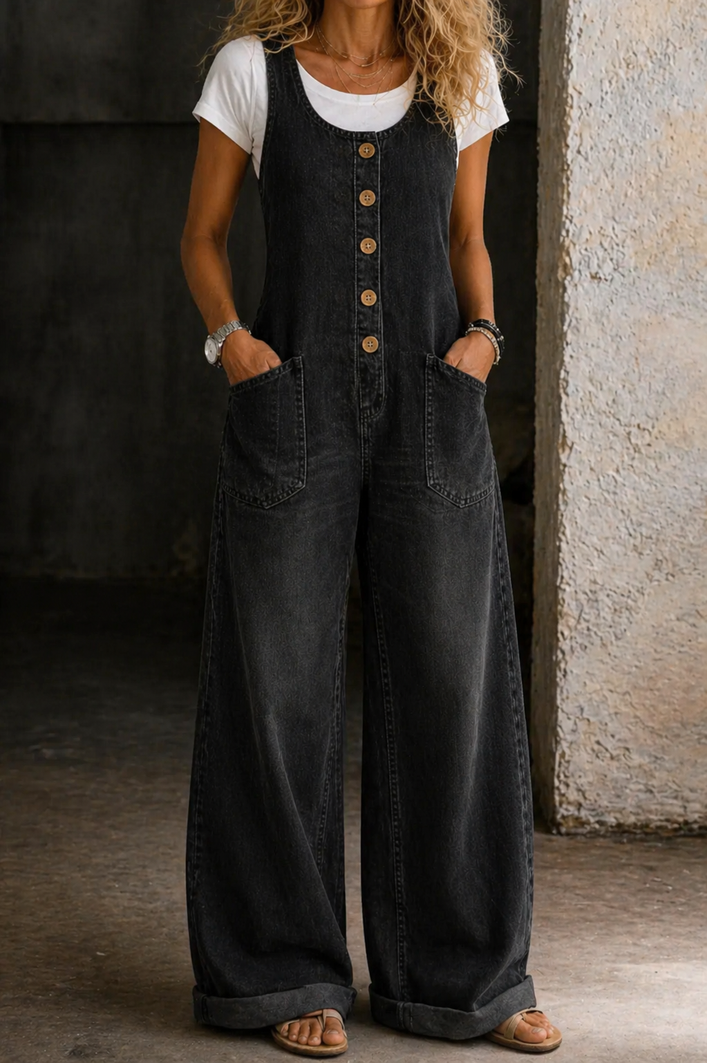 Bethany | Overoles de Denim de Algodón Lavado Vintage