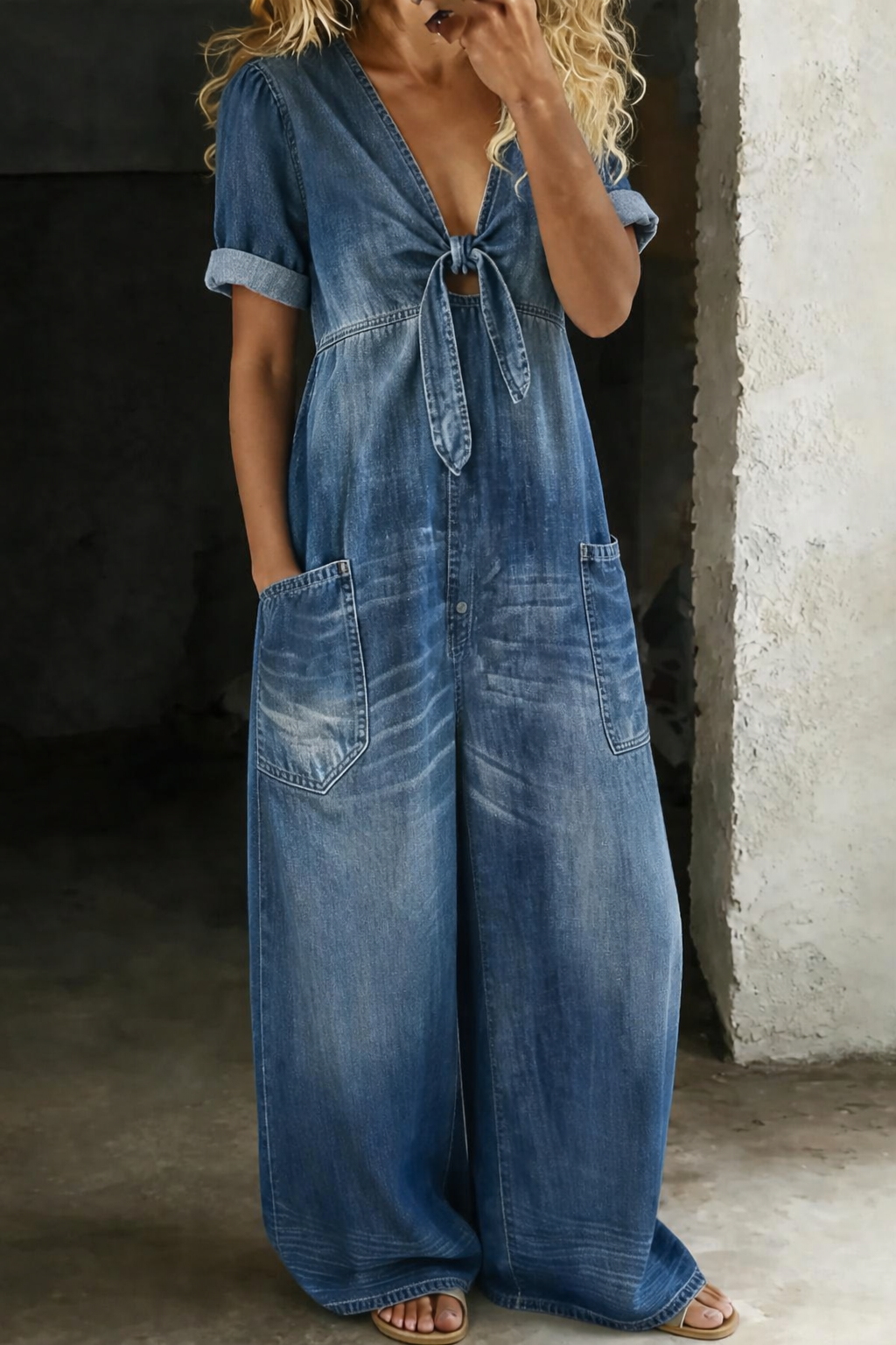 Maya | Enterito de Jean con Escote en V