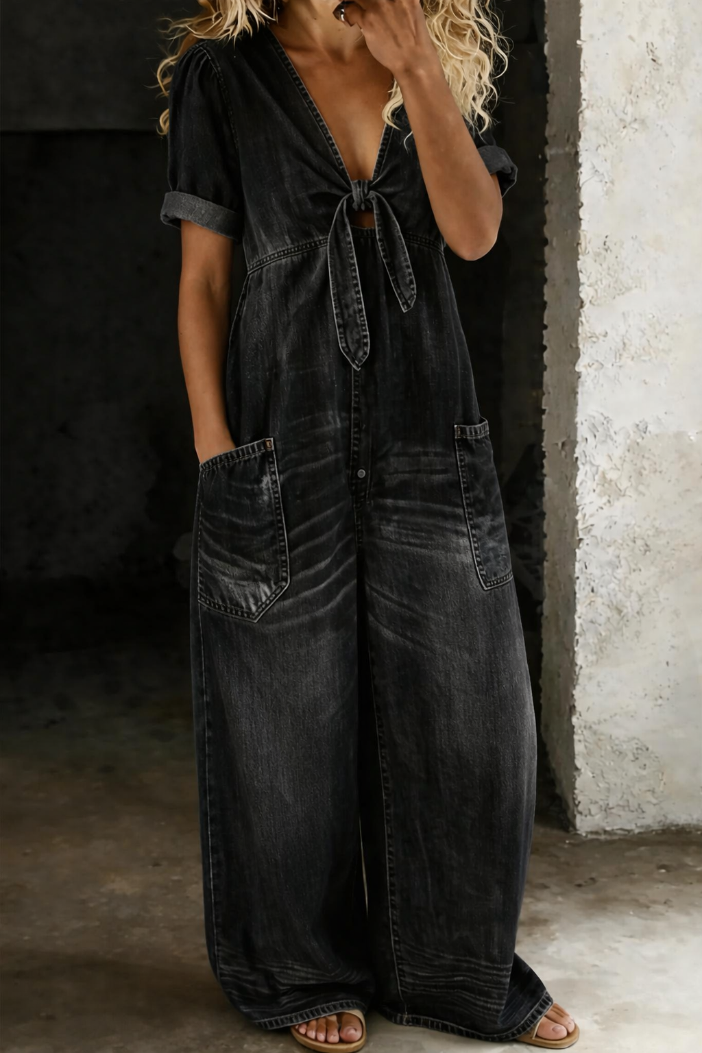 Maya | Enterito de Jean con Escote en V
