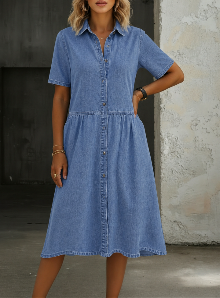 Carol | Vestido de mezclilla de manga corta