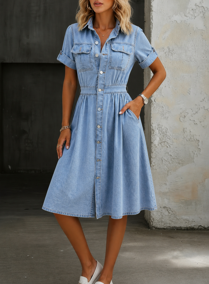 Deborah | Vestido de Denim de Manga Corta