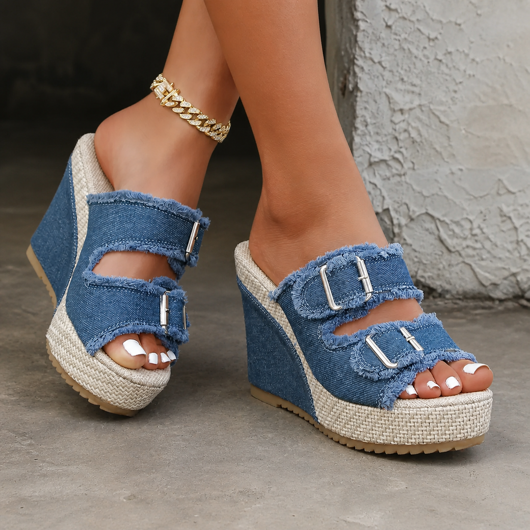 Atelier | Sandalias de cuña con borde deshilachado