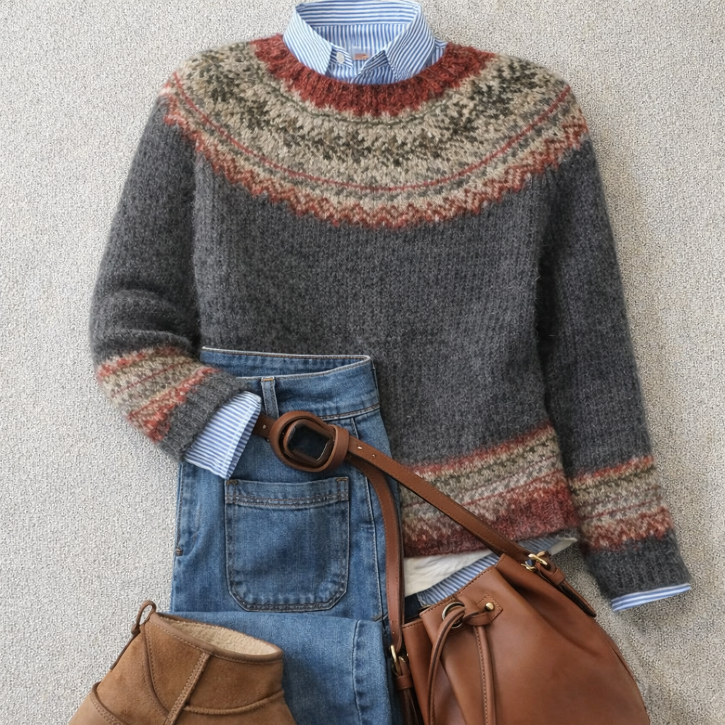 Laurena | Suéter Heritage Nórdico Gris