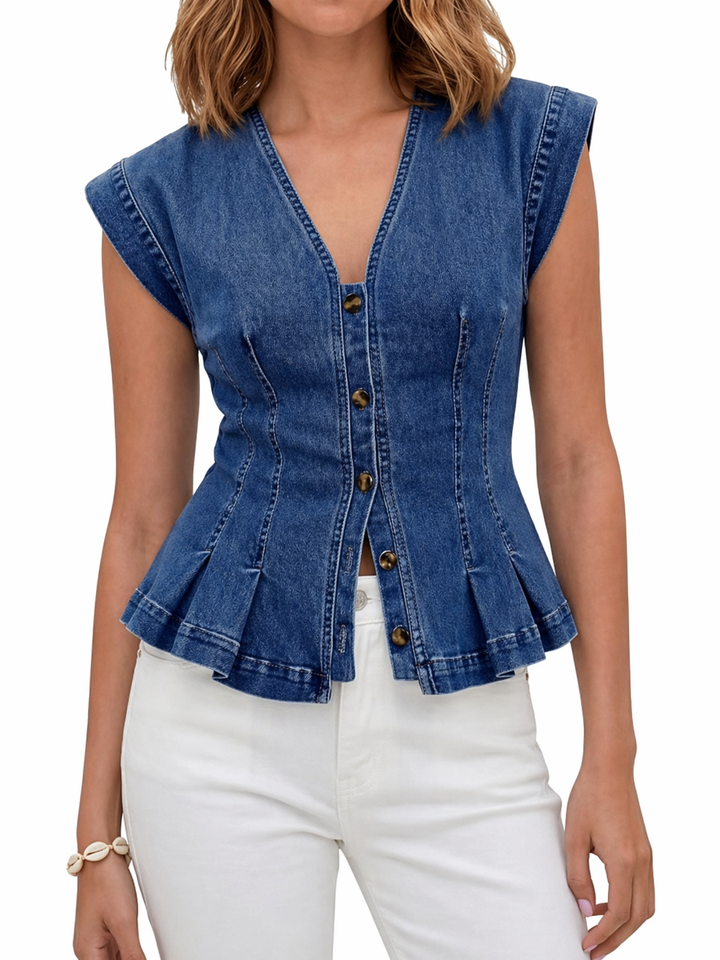 Carla | Blusa de Jean con Escote en V
