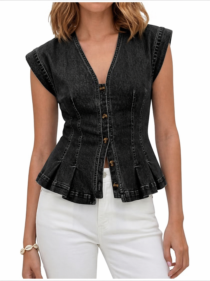 Carla | Blusa de Jean con Escote en V