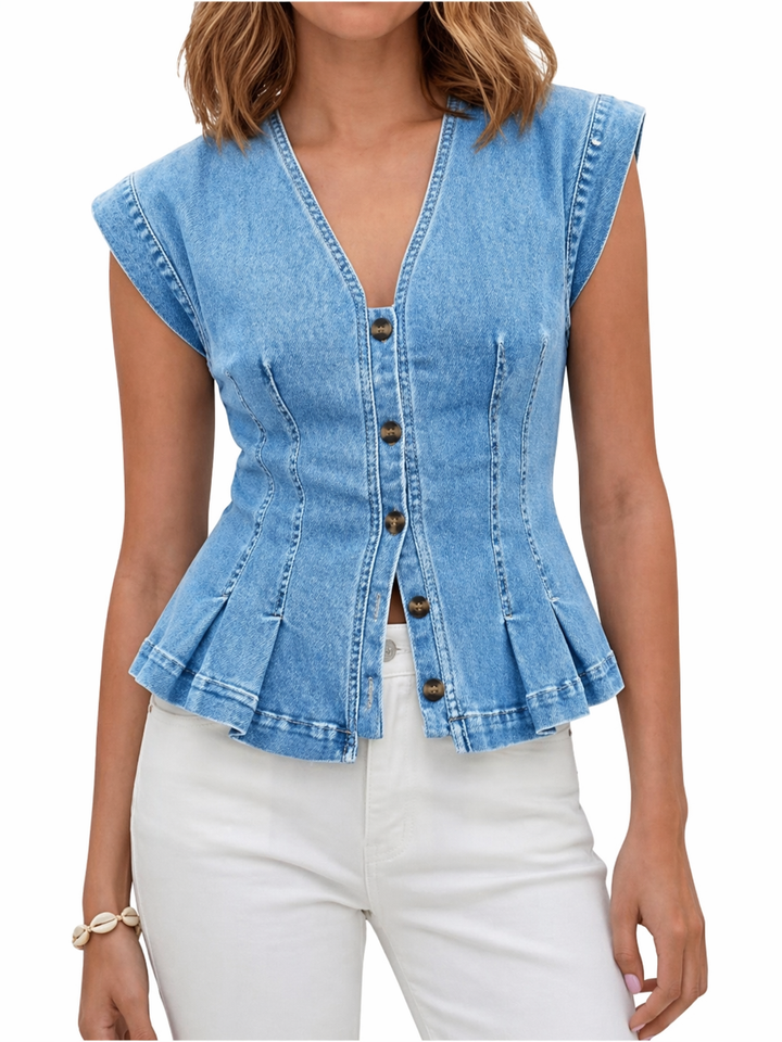 Carla | Blusa de Jean con Escote en V