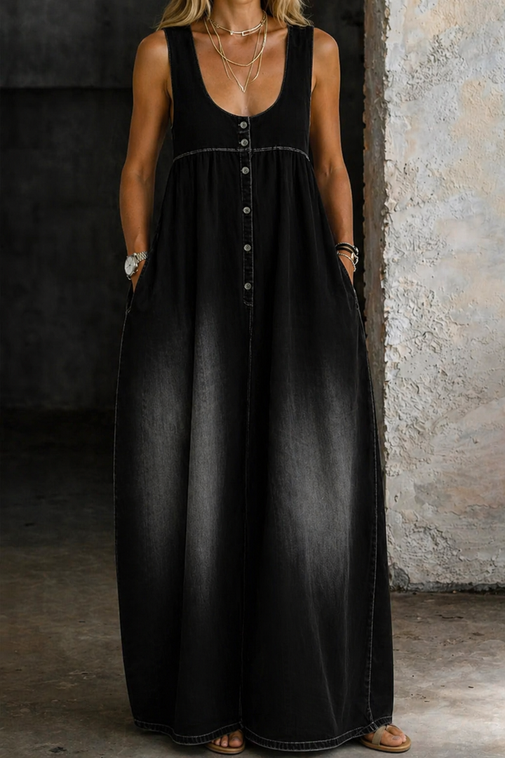 Veronica | Vestido Chaleco de Mezclilla Suelto