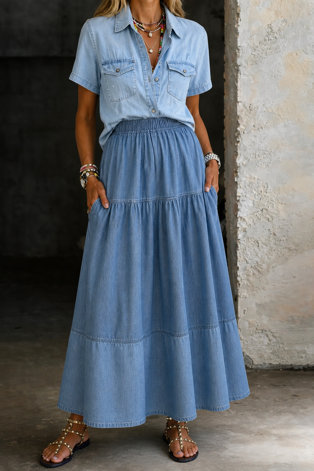 Sara | Pollera de Jean con Cintura Elástica