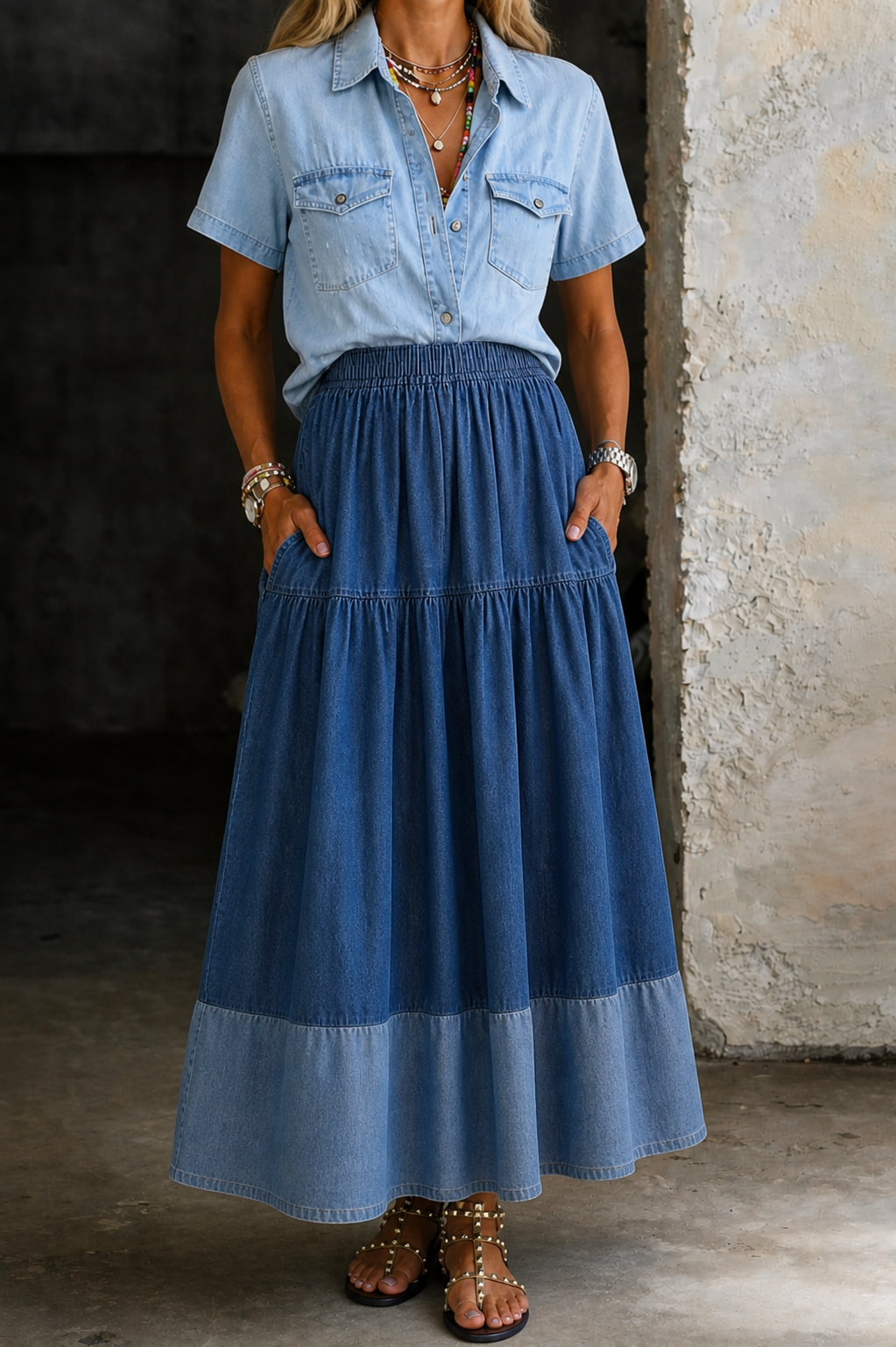 Sara | Pollera de Jean con Cintura Elástica