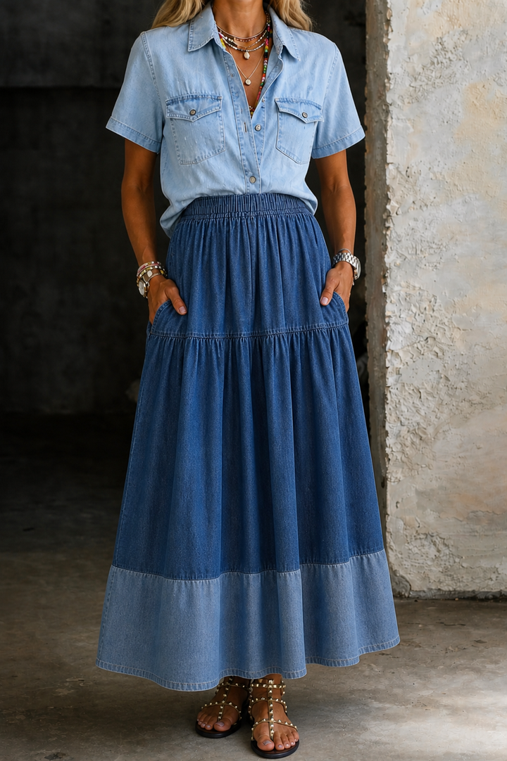Sara | Pollera de Jean con Cintura Elástica