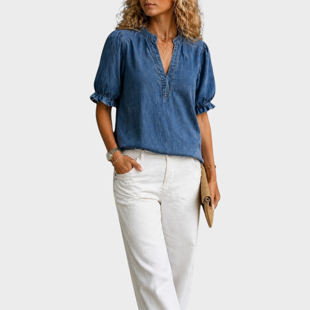 Constanza | Blusa de Jean con Escote en V