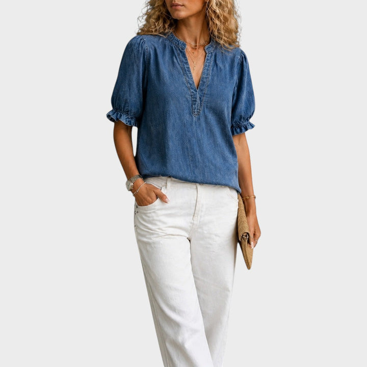 Constanza | Blusa de Jean con Escote en V