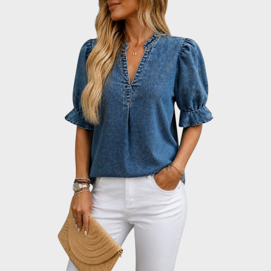 Constanza | Blusa de Jean con Escote en V