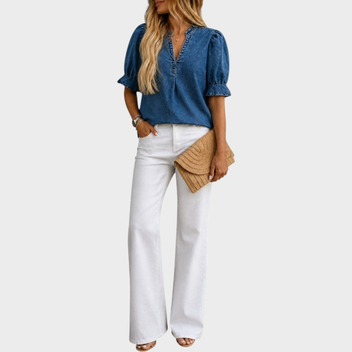 Constanza | Blusa de Jean con Escote en V