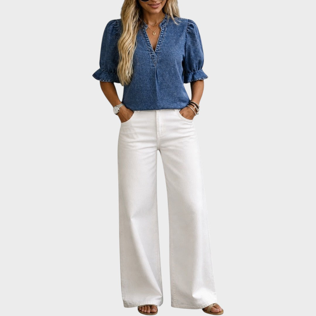 Constanza | Blusa de Jean con Escote en V