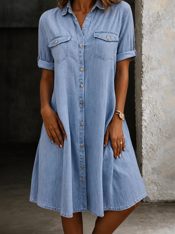 Patricia | Vestido Midi de Estilo Casual en Denim