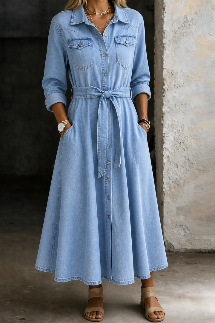 Luna | Vestido de Denim de Manga Larga