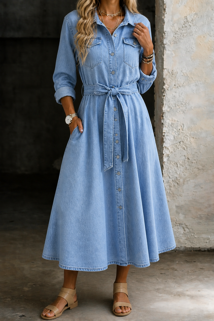 Luna | Vestido de Denim de Manga Larga