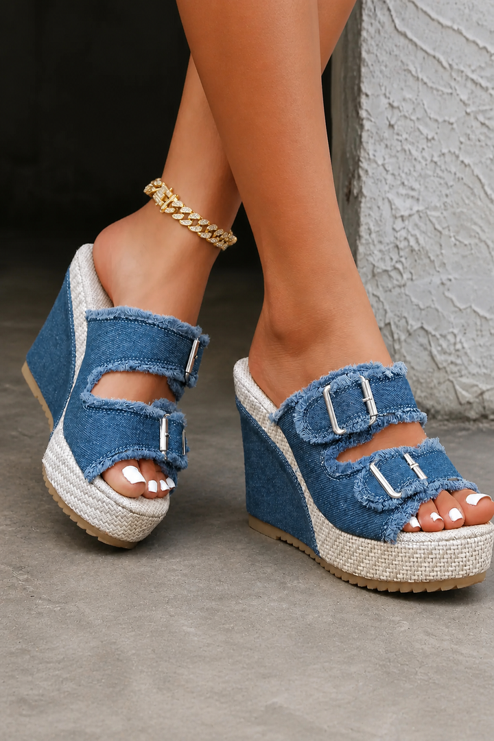 Atelier | Sandalias de cuña con borde deshilachado