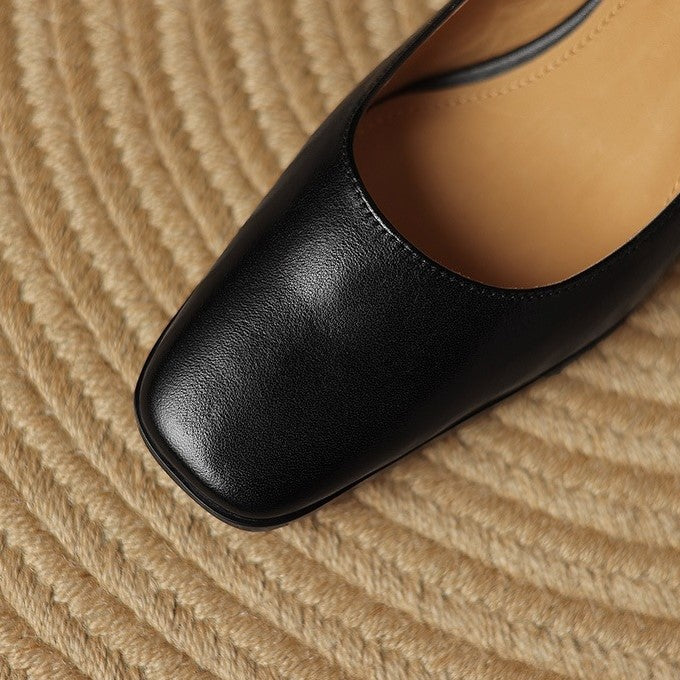 Oriel | Pumps Punta Cuadrada de Cuero