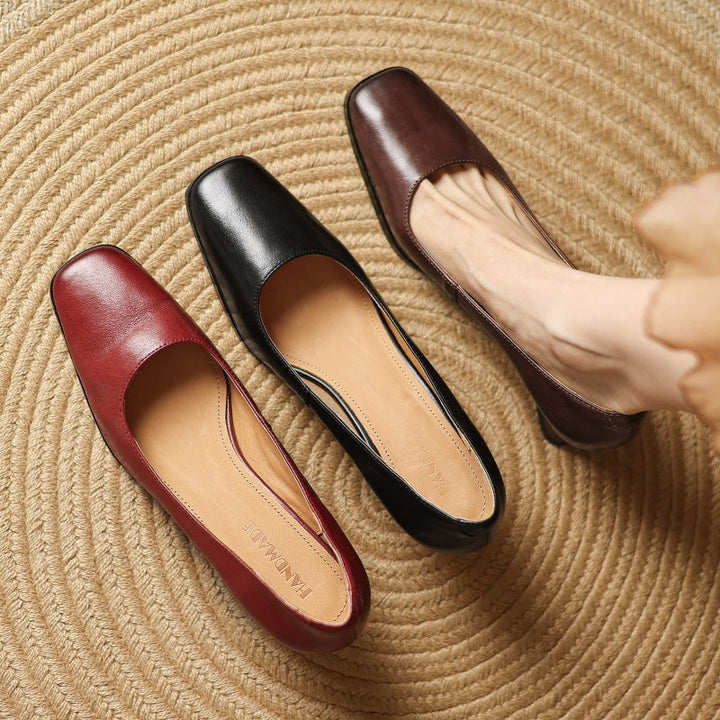 Oriel | Pumps Punta Cuadrada de Cuero