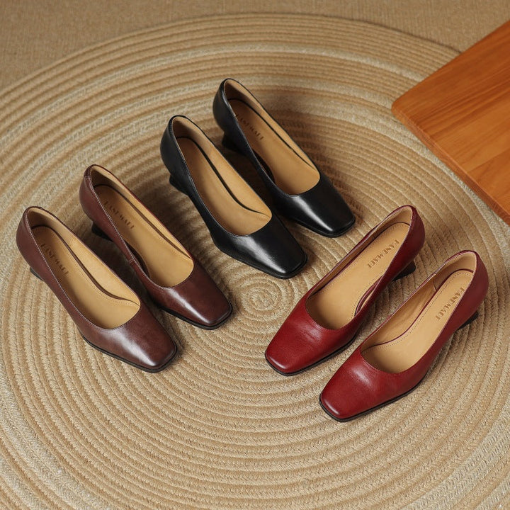 Oriel | Pumps Punta Cuadrada de Cuero