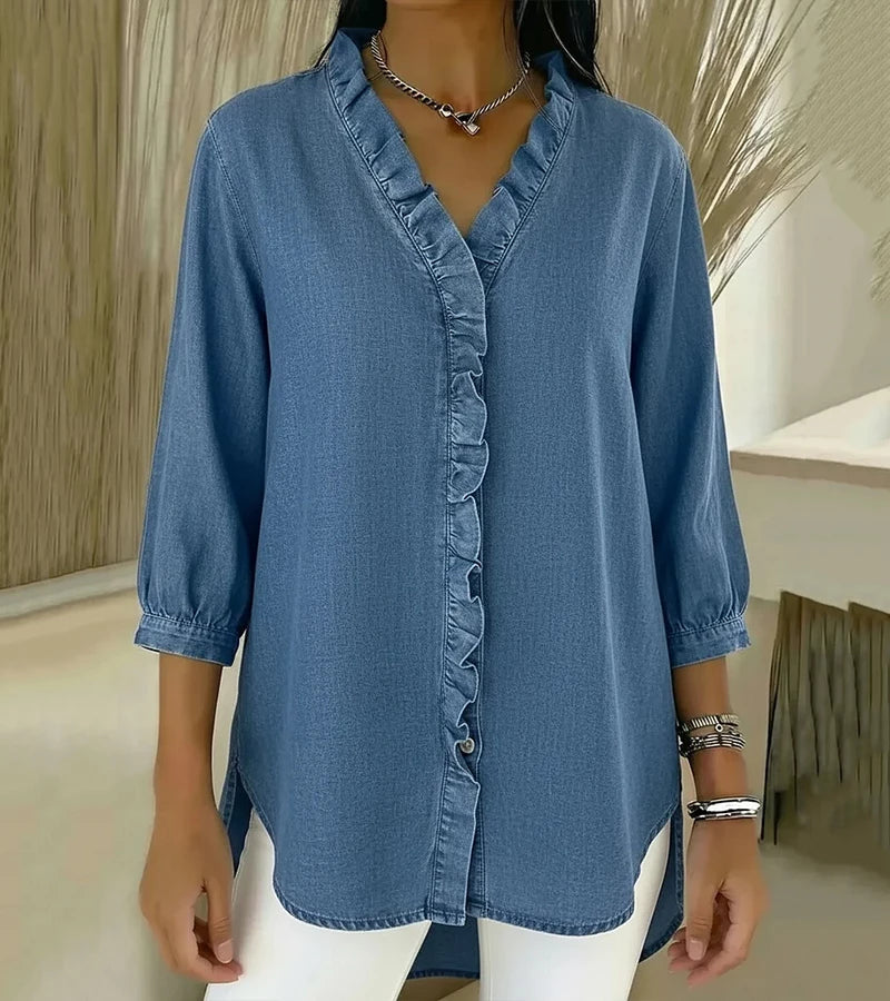 Adele | Blusa Denim con Volados