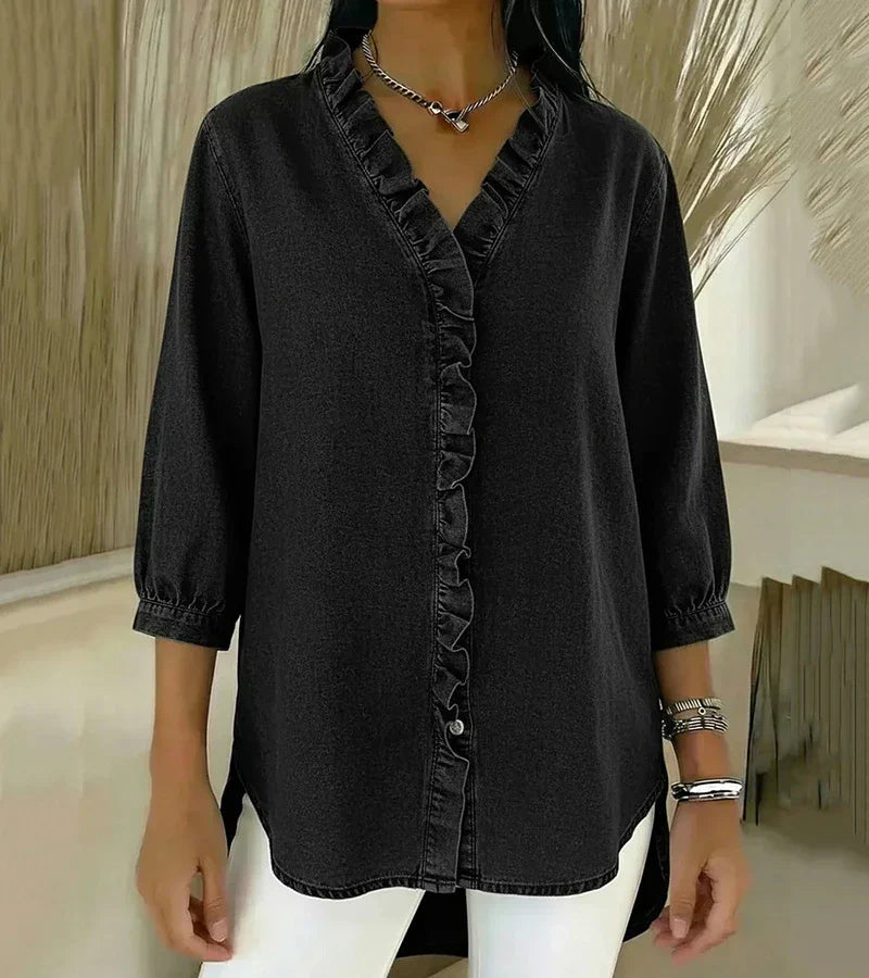 Adele | Blusa Denim con Volados