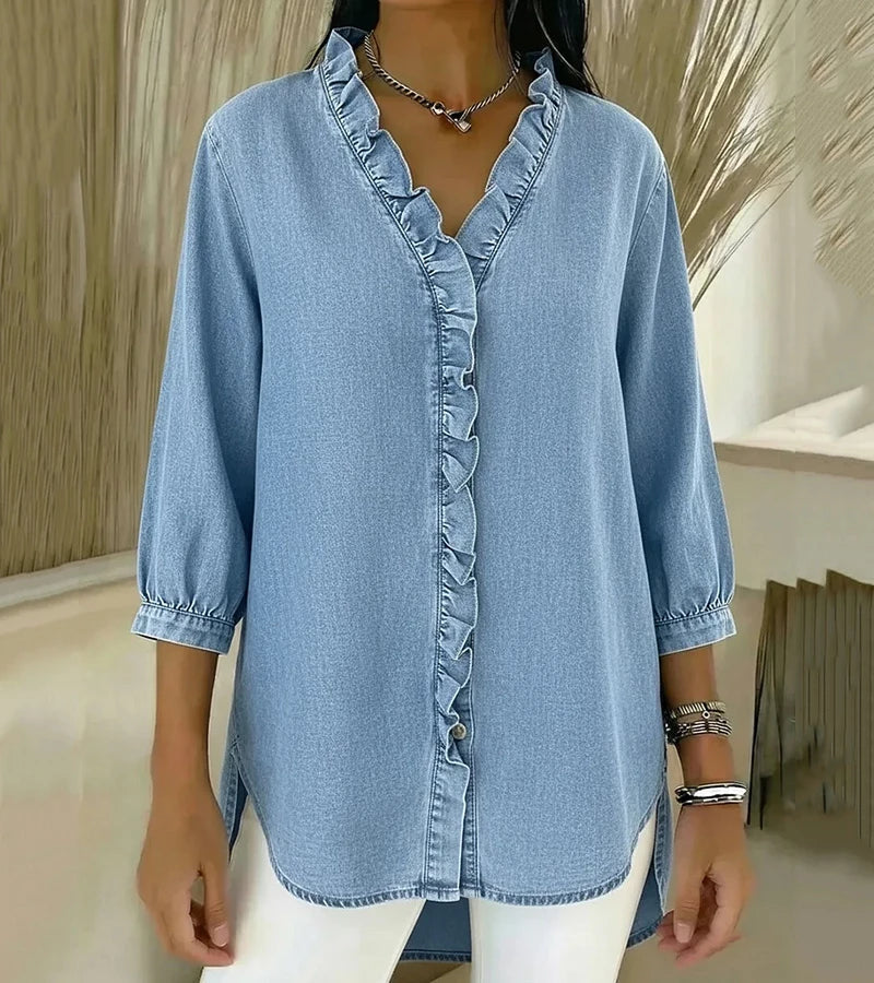 Adele | Blusa Denim con Volados