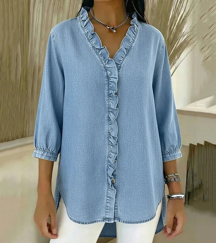 Adele | Blusa Denim con Volados