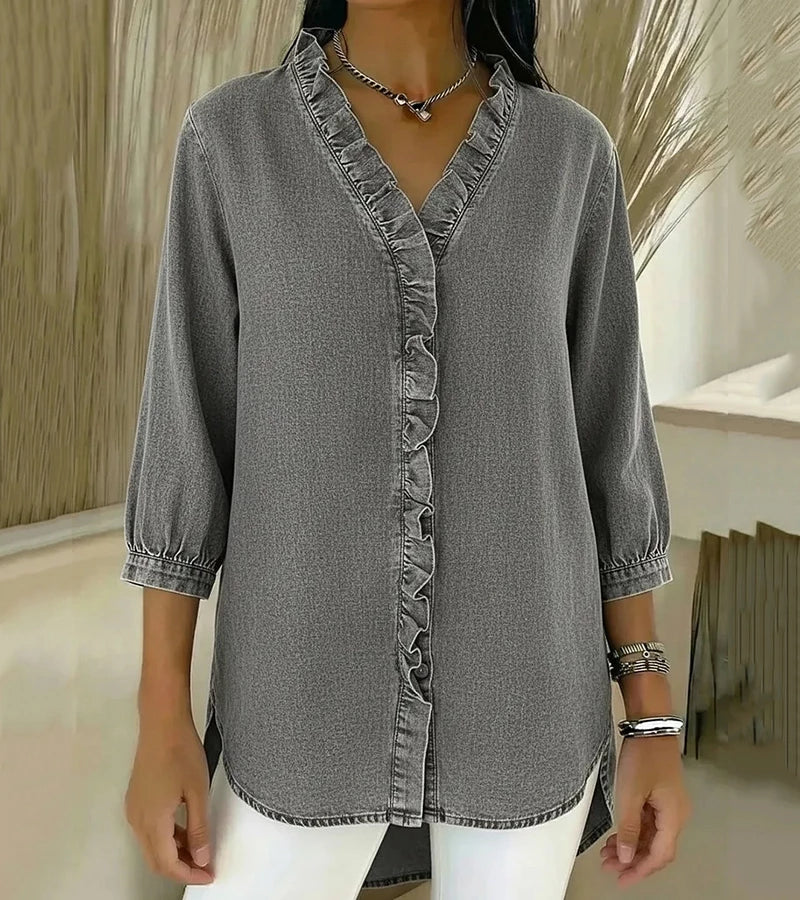 Adele | Blusa Denim con Volados