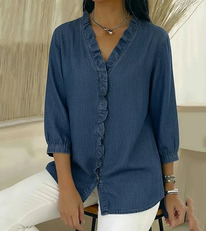 Adele | Blusa Denim con Volados