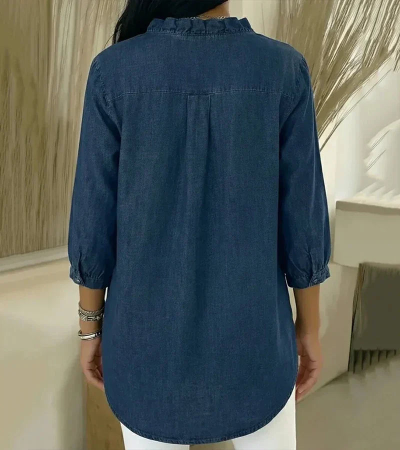 Adele | Blusa Denim con Volados
