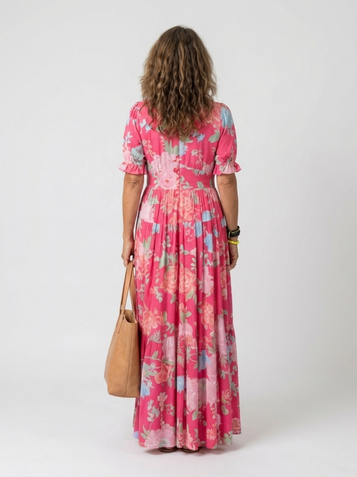 Juliana | Vestido Midi de Flores sin Mangas con Escote en V