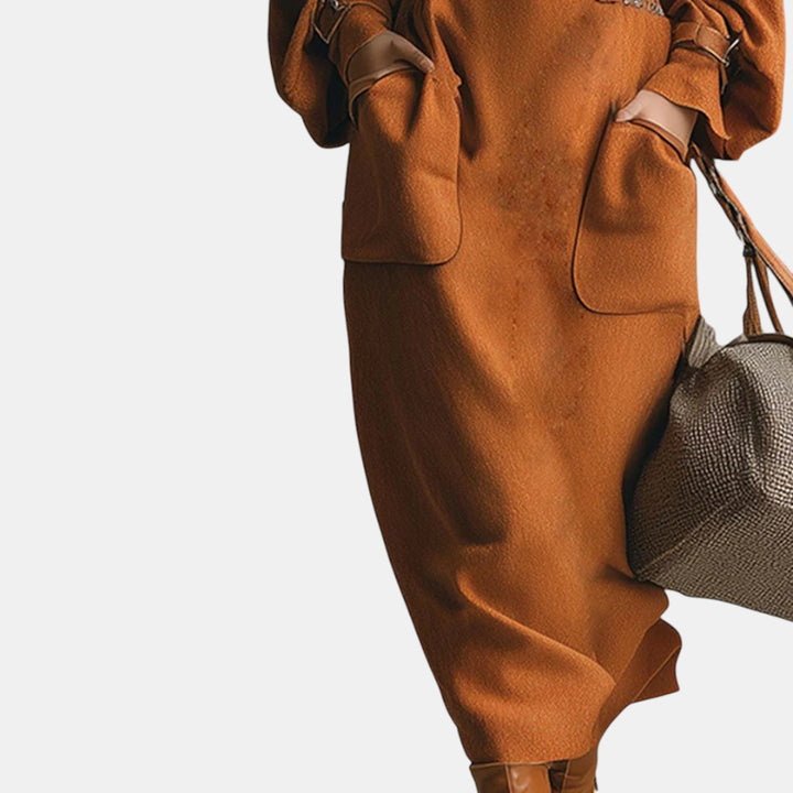 Montserrat | Conjunto Naranja con Falda Maxi de Bolsillos