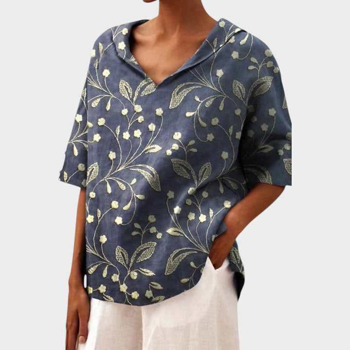 Bruna | Blusa de Lino con Escote en V
