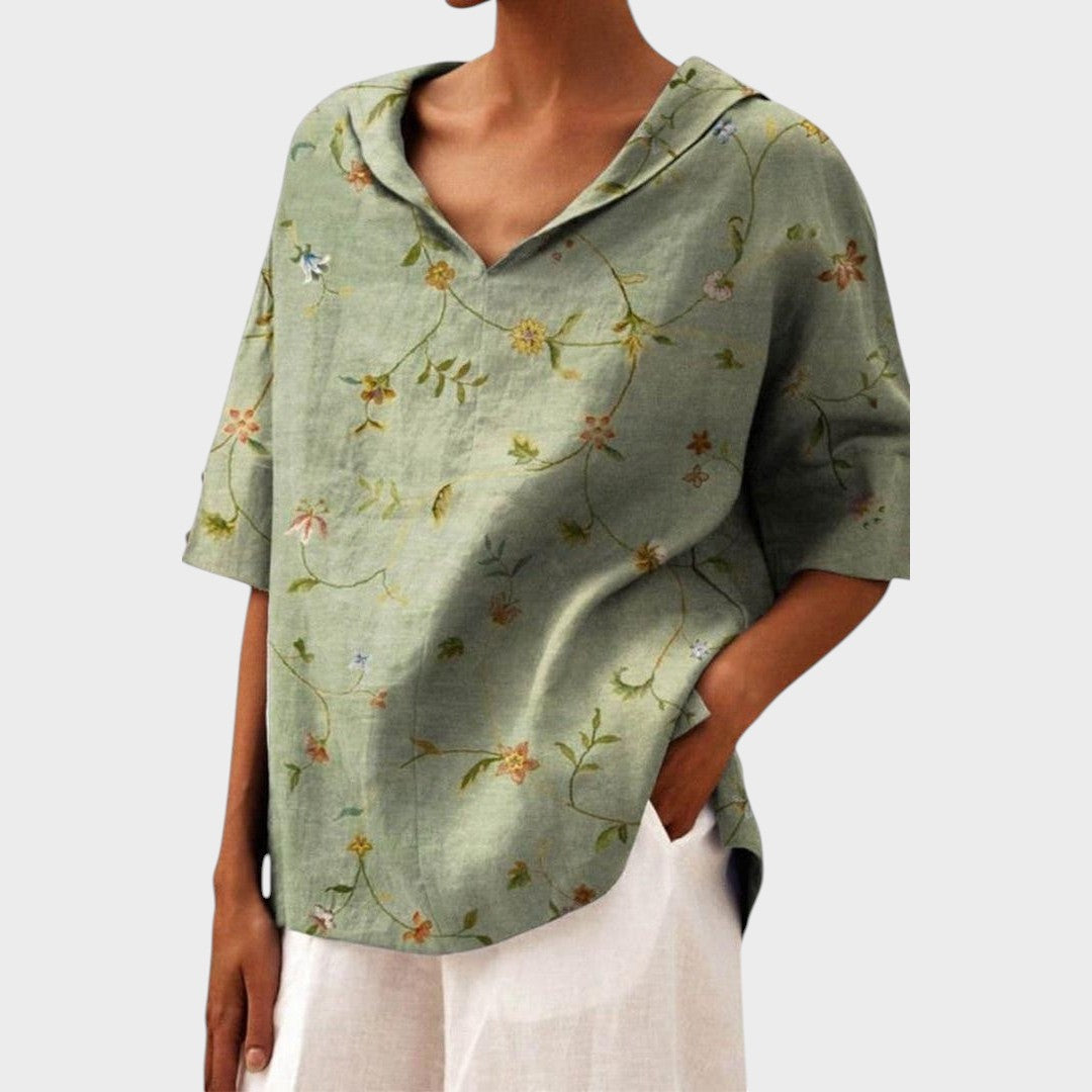 Bruna | Blusa de Lino con Escote en V