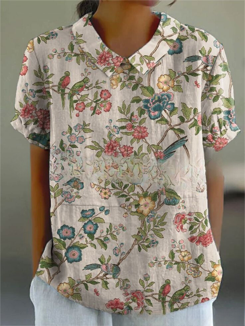 Marlene | Camisa de Impresión Vintage para Mujeres
