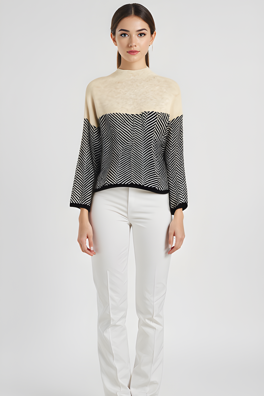 Nora | Suéter de Cuello Alto Bicolor